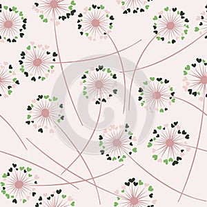 Dandelion blowing vector floral seamless pattern.