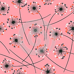 Dandelion blowing vector floral seamless pattern