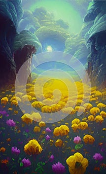 Dandelion fantasy world - abstract digital art