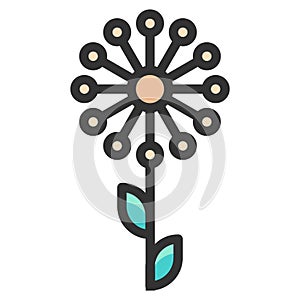 Dandelion Flower icon line color vector illustration