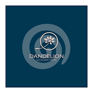 Dandelion flower logo with stem and leaves. Using modern vector concept design symbol icon illustration