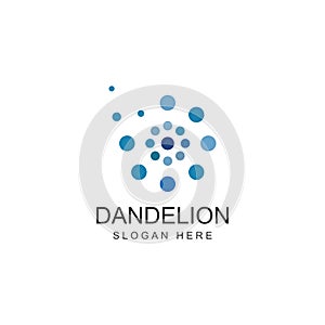 Dandelion flower logo and symbol design vector illustration template