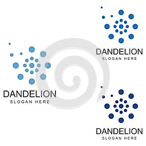 Dandelion flower logo and symbol design vector illustration template