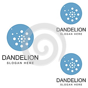 Dandelion flower logo and symbol design vector illustration template