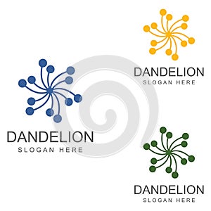 Dandelion flower logo and symbol design vector illustration template