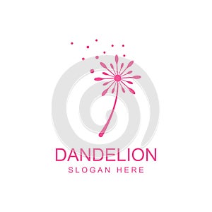 Dandelion flower logo and symbol design vector illustration template