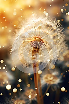 Dandelion flower macro with bokeh