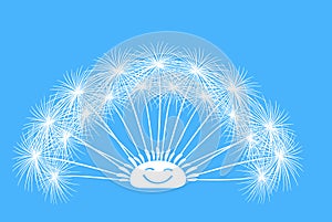 Dandelion fluffy fun vector on a blue background