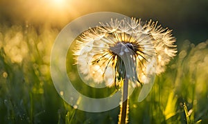 Dandelion in grass field