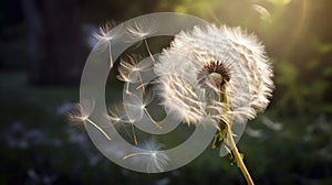 Dandelion macro close view. Created using Generative AI technology