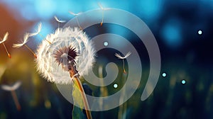Dandelion macro close view. Created using Generative AI technology