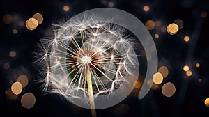 Dandelion macro close view. Created using Generative AI technology