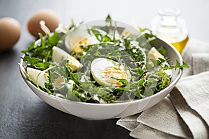 Dandelion salad with eggs