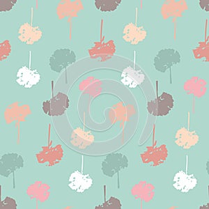 Dandelion seamless pattern with blossom flower, green pink yellow white color illustration for textile and decoration