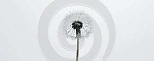 Dandelion seed head on white background