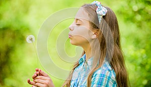 Dandelion. Spring holiday. Womens day. happy child hold blowball. Natural beauty. Childhood happiness. summer vacation
