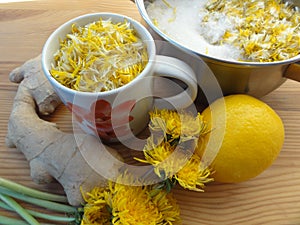 Dandelions flowers cake cooking