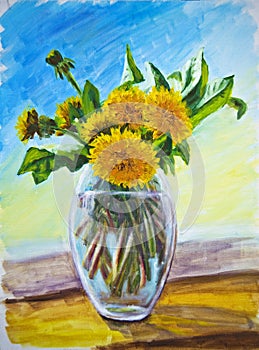 Dandelions, oil painting