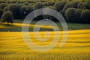 Dandelions transforming into a flurry of glowing butterflies