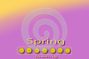 Dandelions with the word SPRING LOADING,  banner with space for text.