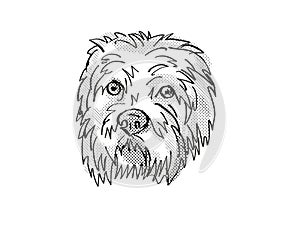 Dandie Dinmont Terrier Dog Breed Cartoon Retro Drawing