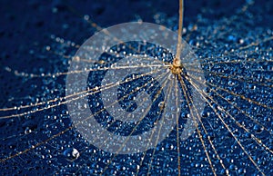 Dandilion seed on a blue surface