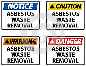 Danger Asbestos Waste Removal Sign On White Background