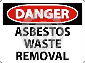 Danger Asbestos Waste Removal Sign On White Background