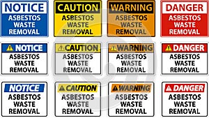 Danger Asbestos Waste Removal Sign On White Background