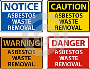 Danger Asbestos Waste Removal Sign On White Background