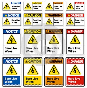 Danger Bare live Wires Sign On White Background