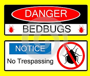 Danger BedBug Hazard Signs Illustrations