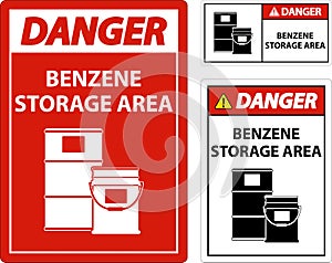 Danger Benzene Storage Area Sign On White Background