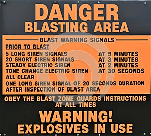 Danger, Blasting Area Sign