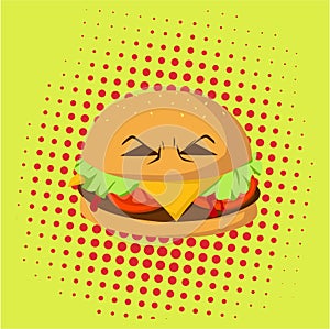 Danger Burger Monster Pop Art Vector Design, Illustration