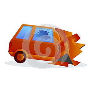Danger car accident icon, cartoon style