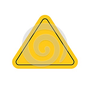 Danger or caution risk triangle road sign yellow color or warning hazard attention blank icon symbol vector flat cartoon
