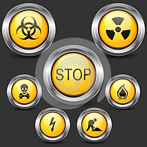 Danger and Caution Street Sign. Set of Round Icons