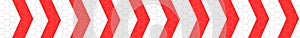 Danger and caution warning arrow reflective tape. Red and white honeycomb striped tape