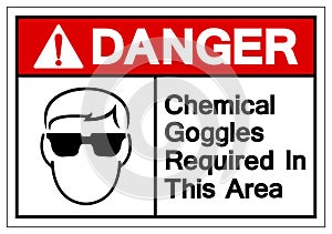 Danger Chemical Goggles Required In This Area Symbol Sign, Vector Illustration, Isolate On White Background Label. EPS10