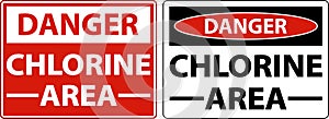 Danger Chlorine Area Sign On White Background