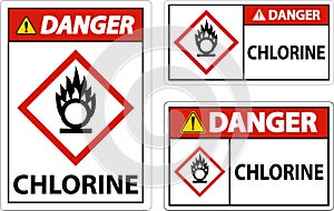 Danger Chlorine Oxidizer GHS Sign On White Background