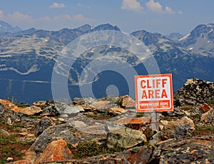 Danger cliff area sign
