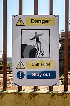 Danger Cliff Edge Stay Out warning sign