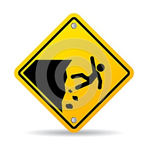 Danger cliff edge warning sign