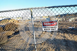 Danger construction area keep out sign