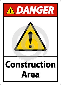 Danger Construction Area Symbol Sign On White Background