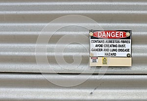Danger, Contains Asbestos warning sign