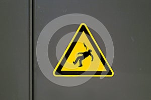 Danger of death sign on a metal door