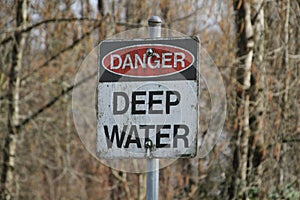 A danger deep water sign